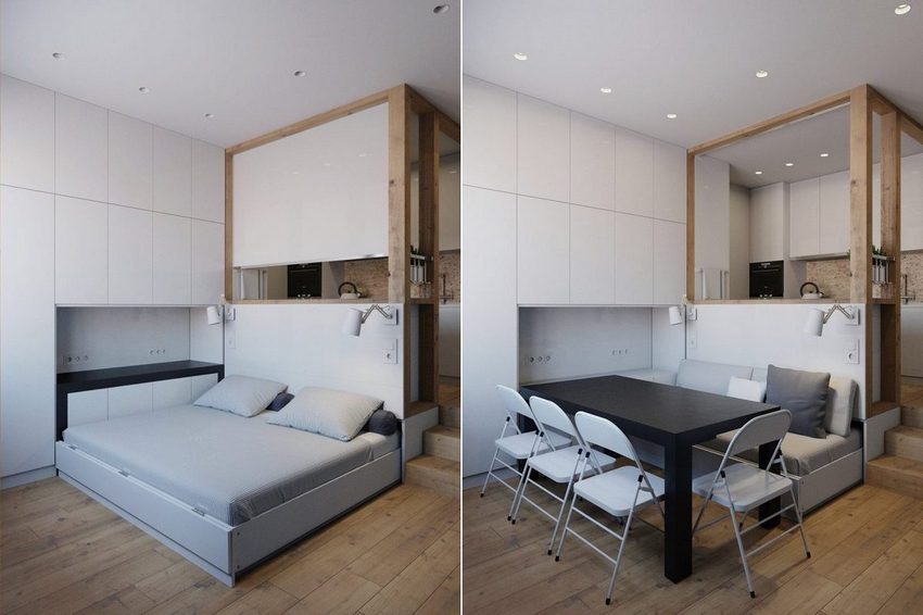 Biến đổi giường trong một căn hộ studio