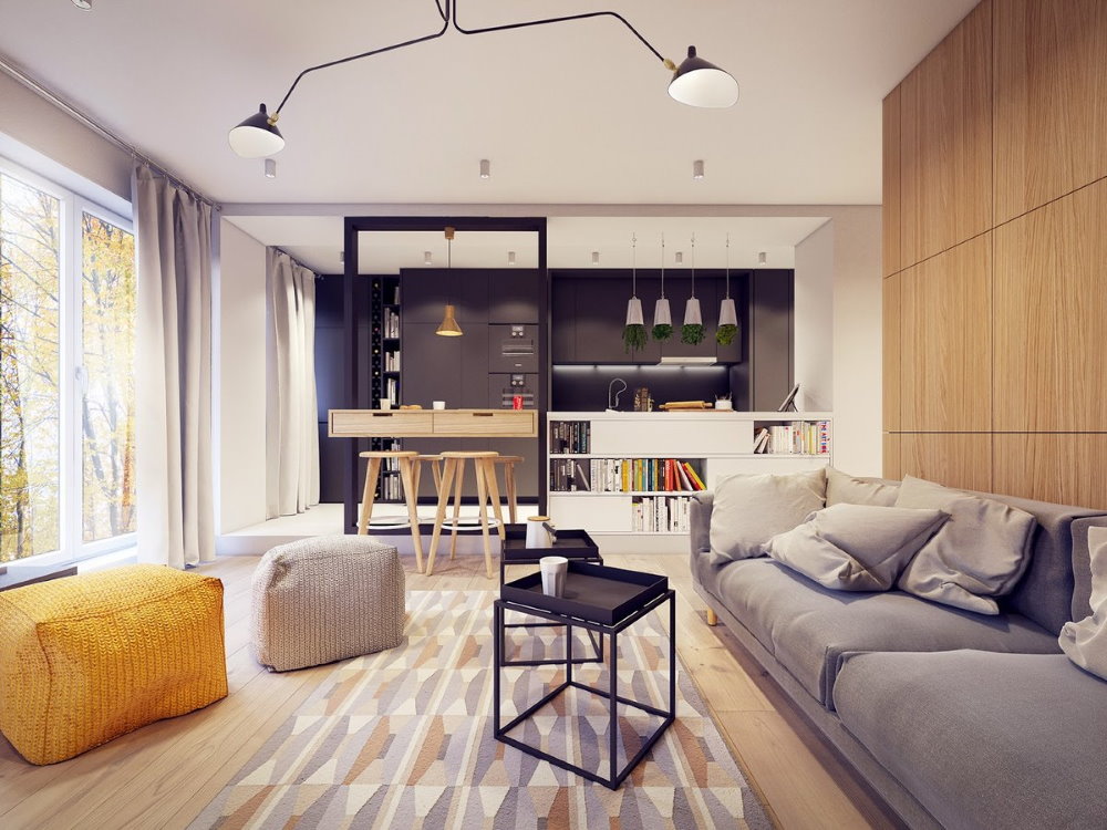Interior of a modern one-room apartment