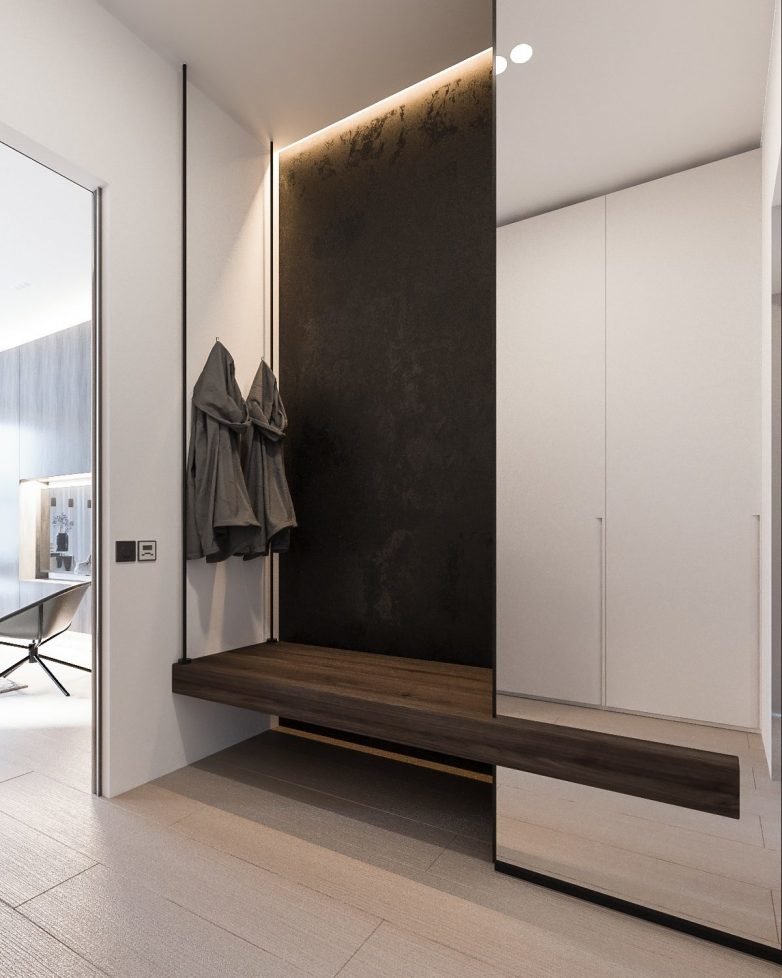 Design minimaliste d'un petit couloir