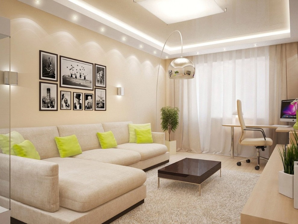 Beige walls of the hall in a two-room apartment