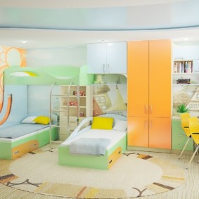 غرفة الأطفال لثلاثة أطفال تصميم الصور