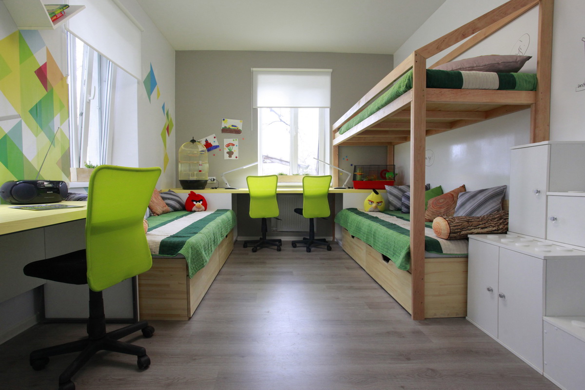 chambre d'enfants pour trois idées de design