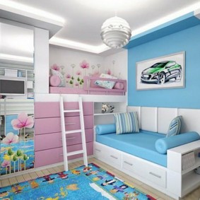 Çocuk odasının dekorasyonunda mavi renk