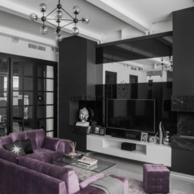 Black furniture with a glossy surface