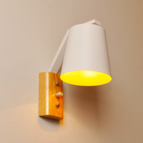 Wall sconce with wooden case