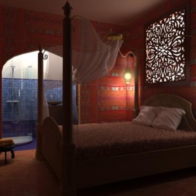 Apgaismojuma dizains arābu stila guļamistabā