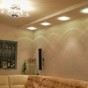 Spotlights on the living room ceiling
