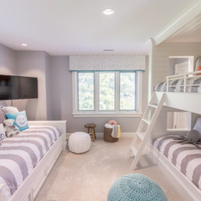 Design of a children's bedroom with a bunk bed