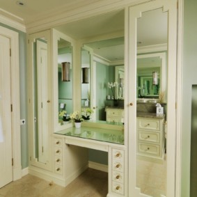 Built-in dressing table in the bedroom interior
