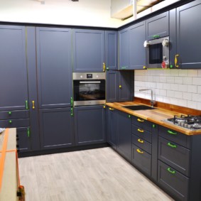 Gray facades of a kitchen set