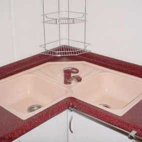Double Bowl Acrylic Corner Sink