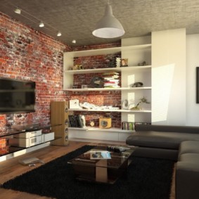 Brick wall in a loft style living room