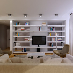 Design living room with open shelves
