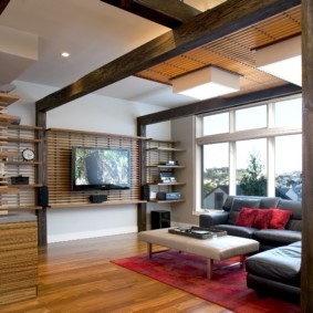 Trang trí phòng khách ngoạn mục với gỗ tự nhiên