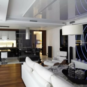 Futuristic design kitchen living room