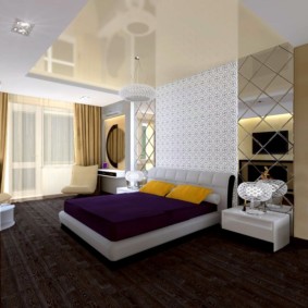 Design bedroom with stretch ceiling
