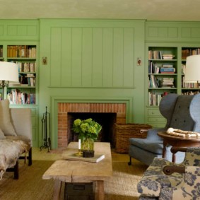 غرفة المعيشة في أفكار التصميم الأخضر