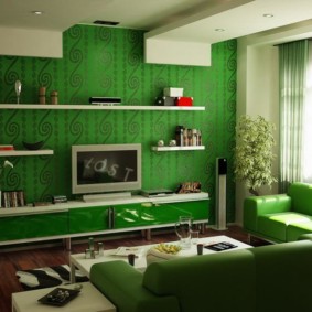 غرفة المعيشة في أنواع الخضراء من الأفكار