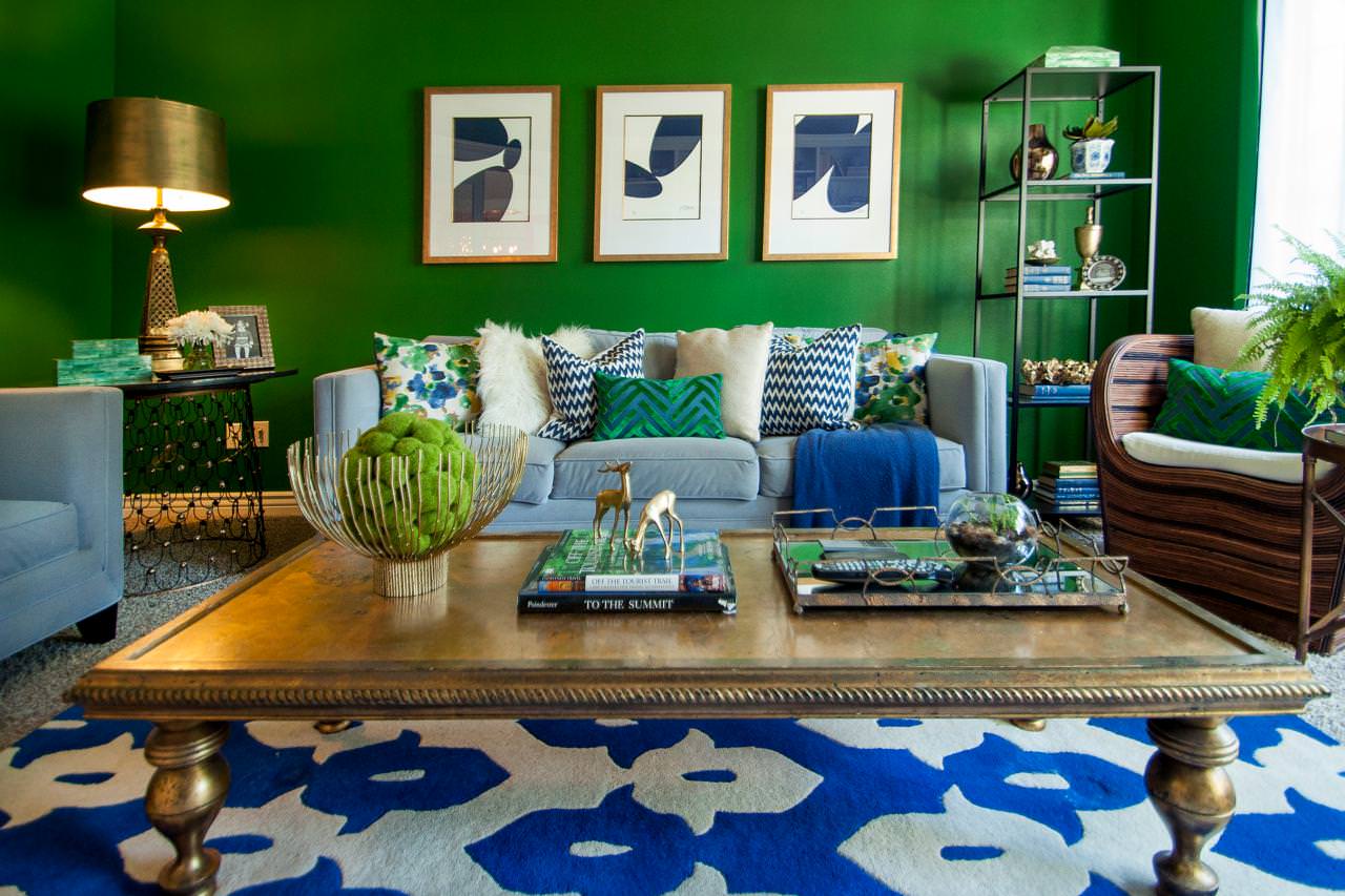 oturma odası, yeşil dekor