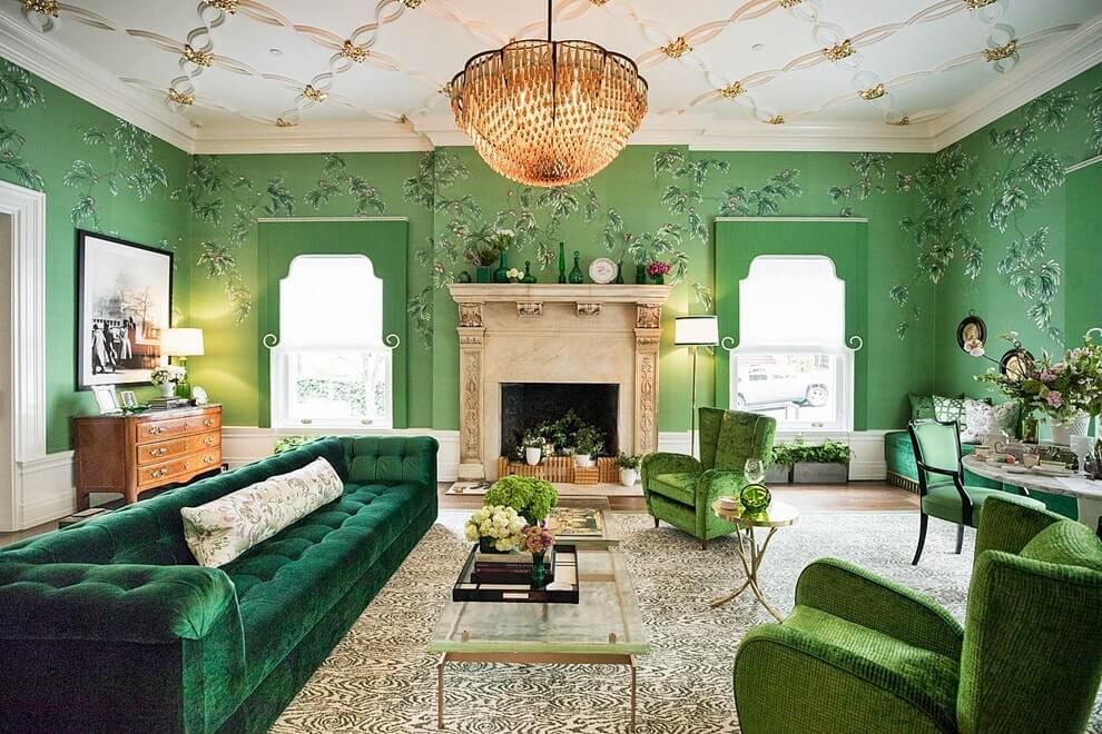 yeşil tasarım oturma odası