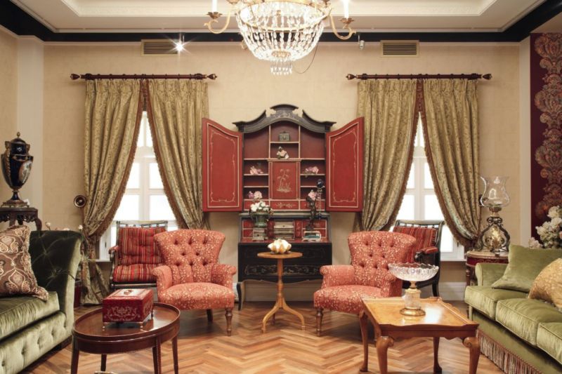 İngiliz tarzı oturma odası fotoğraf tasarımı