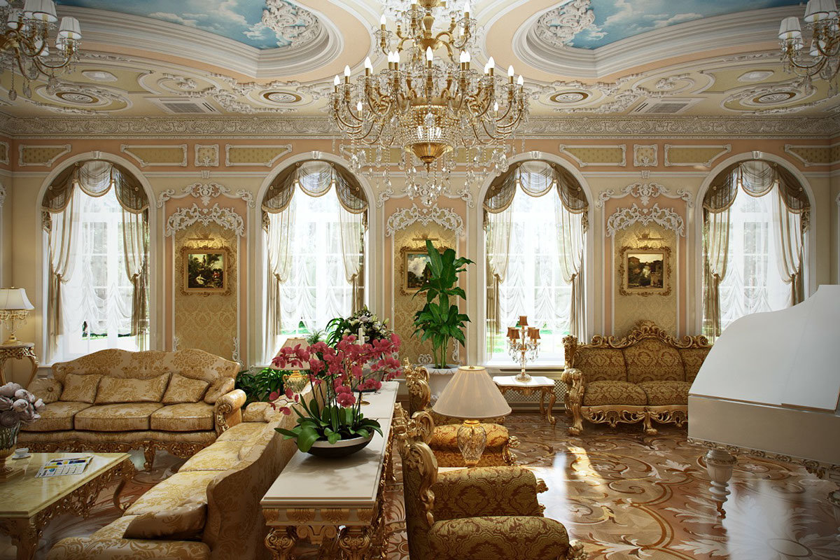photo de conception de salon baroque