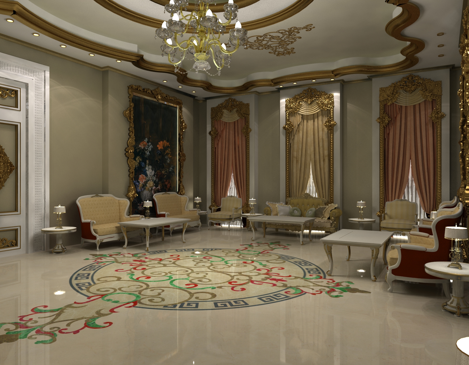 barok oturma odası tasarımı