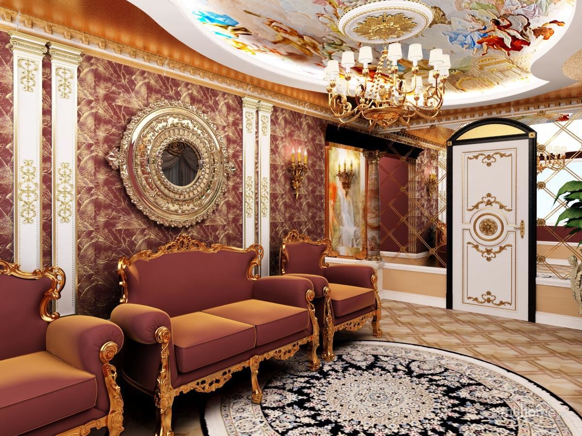 Barok oturma odası fotoğraf dekoru