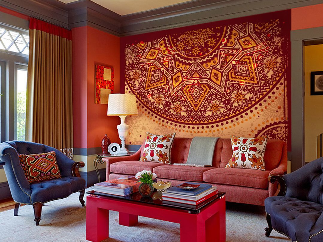color design of the room in oriental style