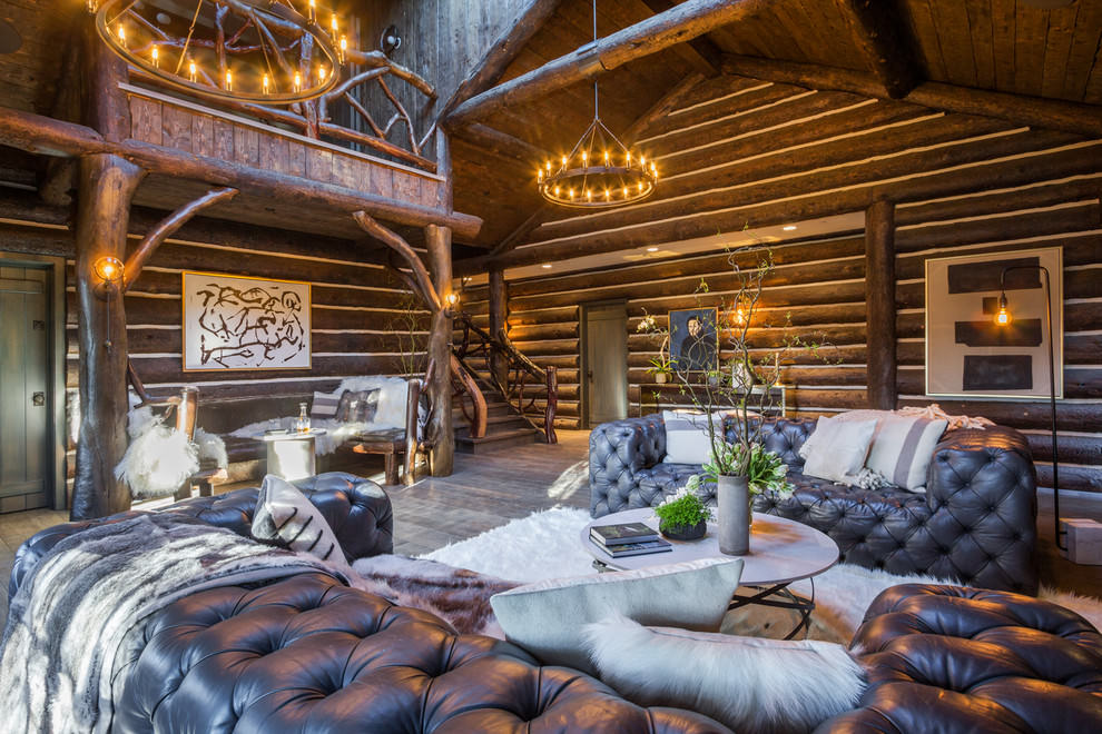 dağ evi tarzı oturma odası kanepeler