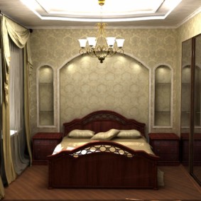 nișă de gips-carton în designul fotografiei dormitorului
