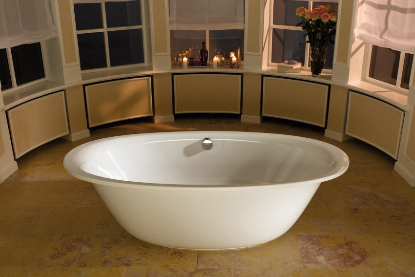 White oval bath in a private house