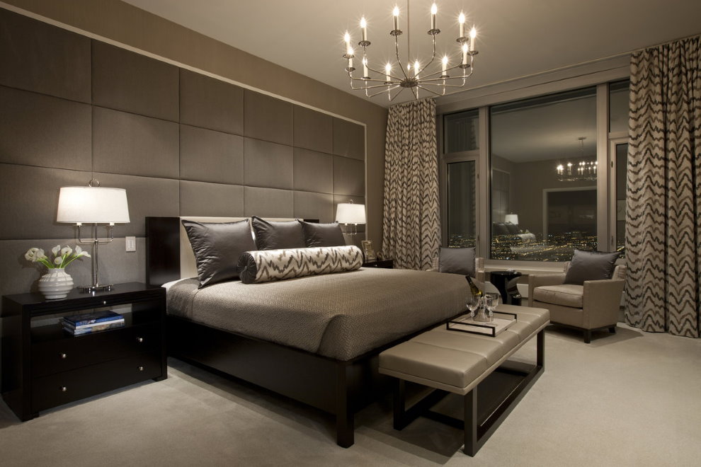 Chocolate shades in the interior of a modern bedroom
