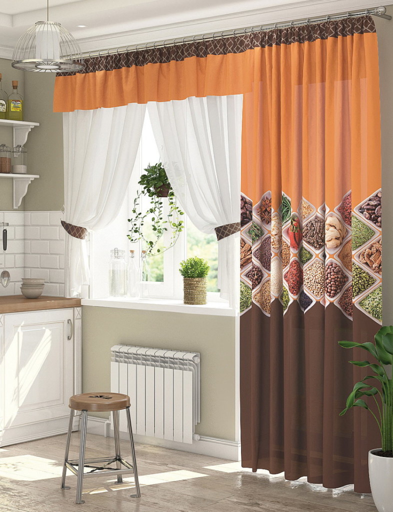 Curtains of different lengths on a window with a balcony