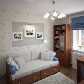 غرفة نوم مع أفكار التصميم الداخلي أريكة