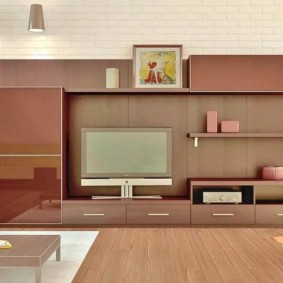 tường cho TV trong ý tưởng trang trí phòng khách