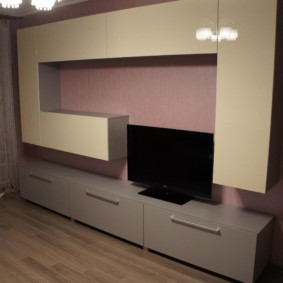 جدار للتلفزيون في غرفة المعيشة الصورة الداخلية