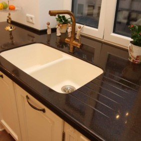 table made of artificial stone in the kitchen photo options
