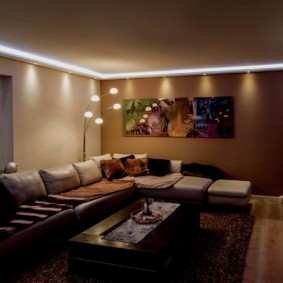 LED lighting around the perimeter of the ceiling