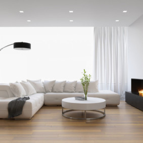 Bright living room in the style of minimalism.