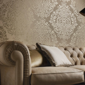 textile wallpaper in the living room