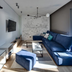 أريكة الزاوية في أفكار تصميم غرفة المعيشة
