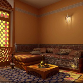 cameră interioară în opțiuni de decor în stil oriental