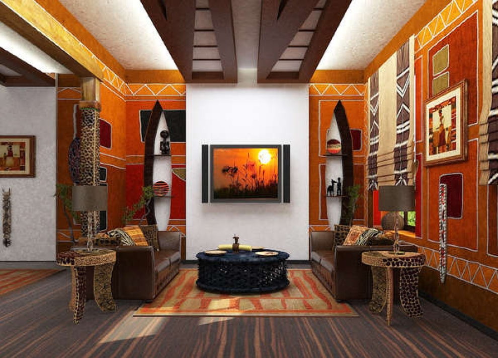 Āfrikas stila istabas interjers