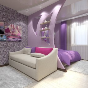 Lilac color in the design of the hall