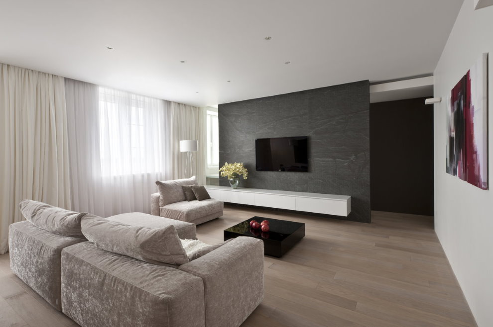 Canapea directă în holul unui apartament în stil minimalist