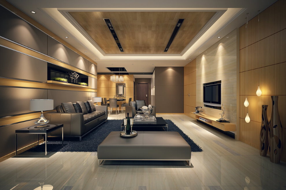 Luminați o cameră spațioasă în stil modern