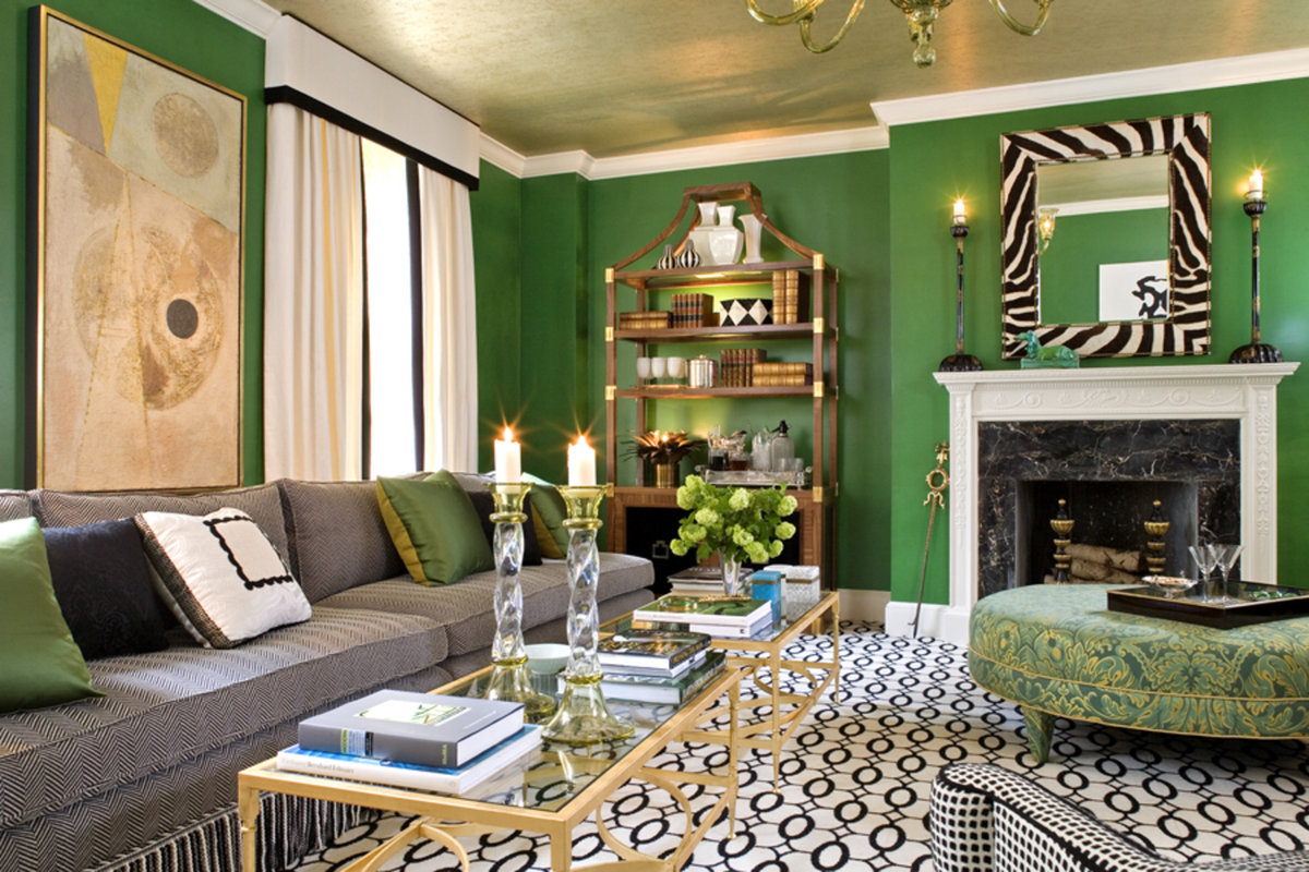 اللون الأخضر في غرفة المعيشة