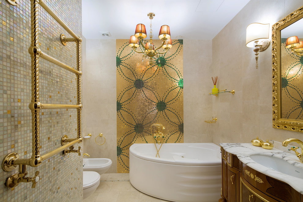 עיצוב אמבטיה מצופה זהב