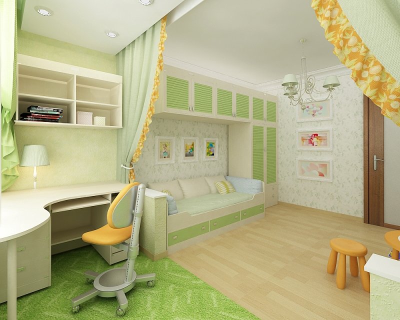 غرفة الاطفال الخضراء